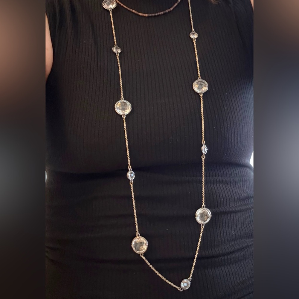Long Embellished Crystal Necklace